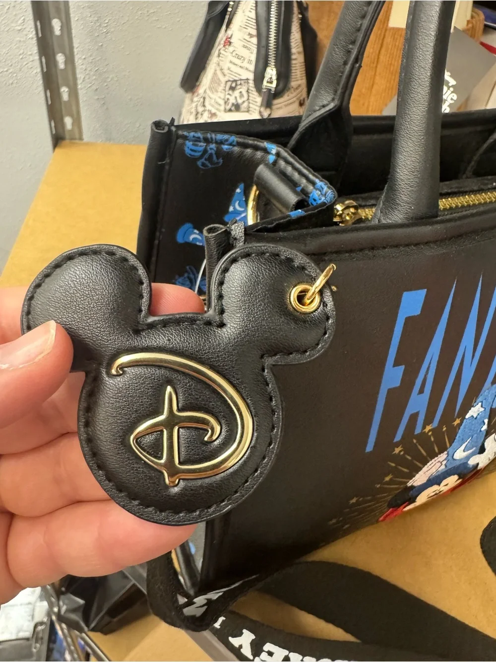 Primark Black Fantasia Mickey Tote Bag with Blue Lettering